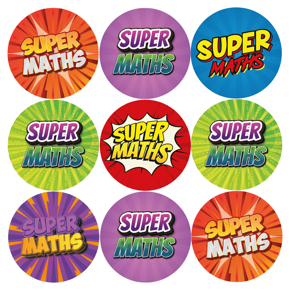 144 Super Maths Reward Stickers for School Teachers, Children (30mm)