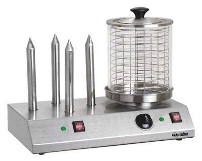 Bartscher Bockwurstwärmer 4 Toaststangen A120408 Hot Dog Gerät mit Glaszylinder