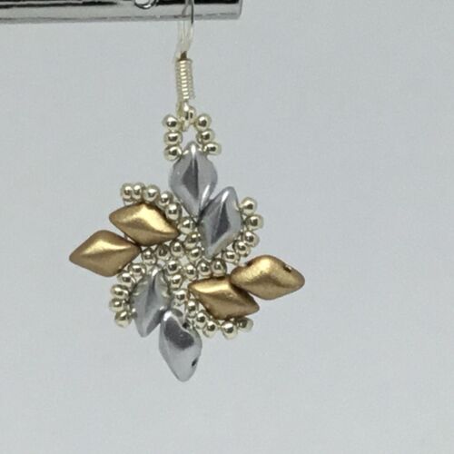 Diamant Duo Swirl Fächer Perlen Ohrringe - Handgefertigt Gold, Schwarz, Rosa, Silber - Bild 13 von 30