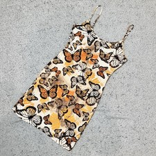 Bear Dance Butterfly Mini Dress Womens L Y2K Festival Velour Soft