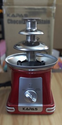 KAPAS 3 Tier Electric Chocolate Fondue Fountain Machine Augur Style Red 120v