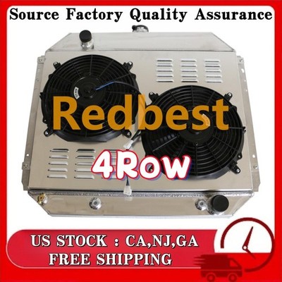 For 1966-79 Ford F100 F150 F250 F350 Pickup Bronco 6Cyl 4Row Radiator+Shroud+Fan