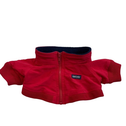 Lands End Pet Dog Cat Red Fleece Lined Jacket Zip Up