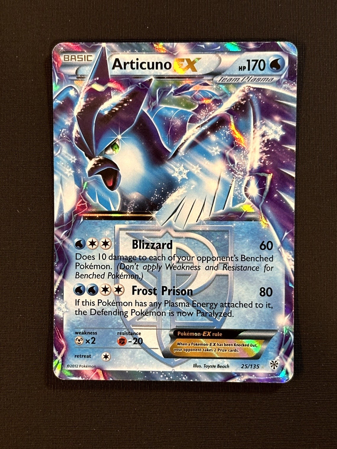 Articuno EX (Team Plasma) Ultra Rare Plasma Storm 25/135 NM