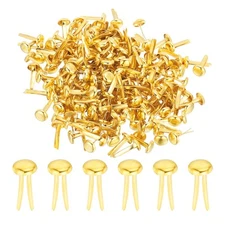100 Pcs Paper Brass Fasteners Split Pins Pastel Mini, Gold, 8 x 15 mm