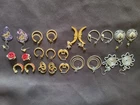 Lot of 12 Sets of Vintage Gold Tone Silver Tone Costume Jewelry Pierced Earrings