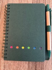 Kraft Spiral Notebook with Rainbow Accent and Pen Green 