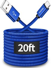 CLEEFUN 20ft Extra Long USB Type C Cable, A 2.0 to C Cable 20ft, Blue