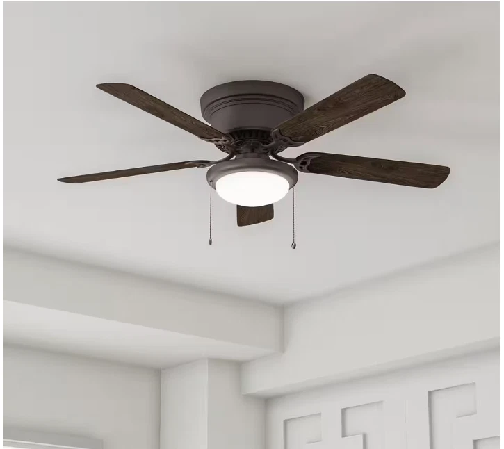 Hampton Bay Hugger 52 in. LED Indoor Brown Espresso Bronze Ceiling Fan Light Kit - Image 2 of 4
