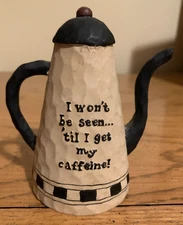 Blossom Bucket Figurine B. Lloyd 2005 Coffee Pot "I won't be seen... " Vintage