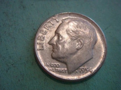 Nice 1954 P Roosevelt Dime Silver - UNC actual coin in photo some mild toning