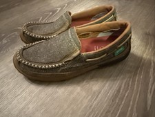 Twisted X Women's Driving Moc Slip-On Leather Canvas Shoes Size 6.5 WDMS009