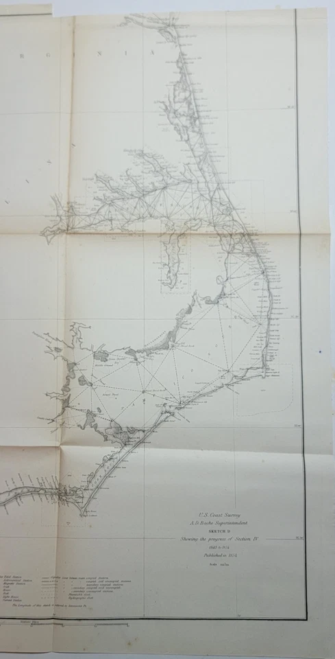 Dos mapas gráficos de 1854 US Coast Survey Cape Fear Wimble Shoals Carolina del Norte Foto 3 de 4