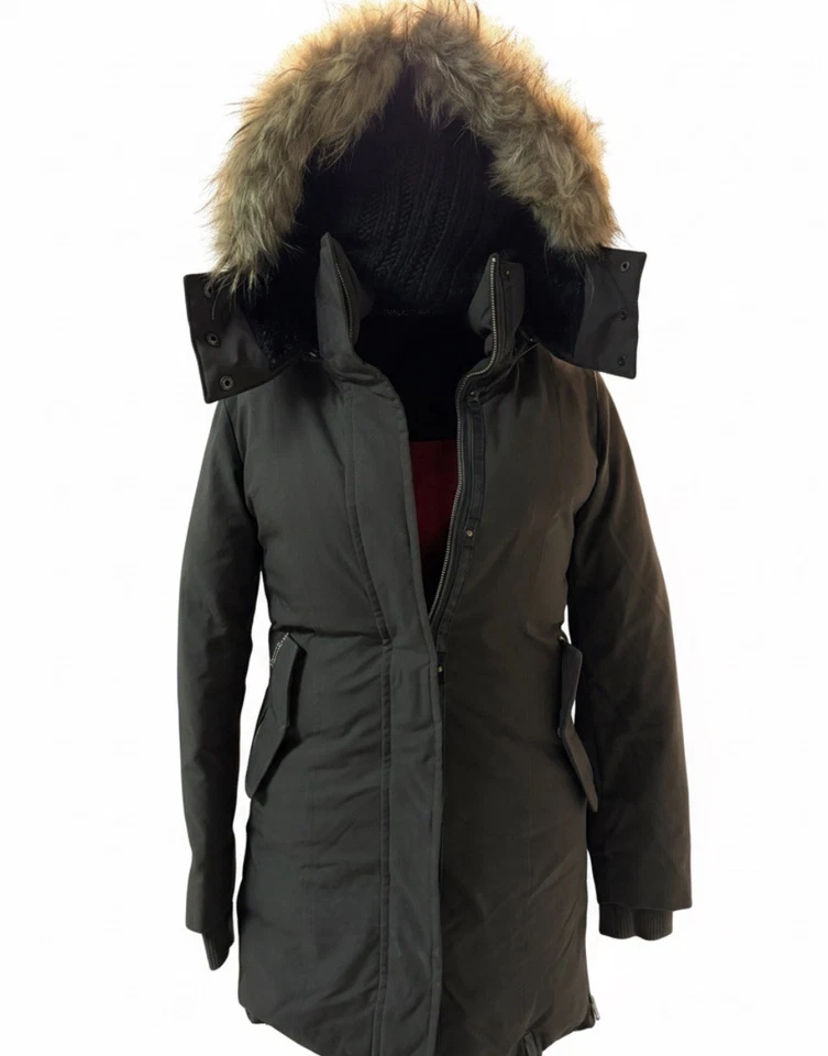 Auténtica chaqueta de plumón Rudsak para mujer con estilo de piel # 5115959, S - marrón Foto 2 de 4