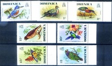 Dominique. Faune. Oiseaux 1976. Série + feuille.