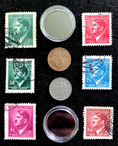Rare WW2 German Coins & Stamps Set Of Historical Artifacts - Collectors Set