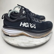 Hoka One One Bondi 8 Black White Running Shoes Women's Size 9B 1127952BWHT
