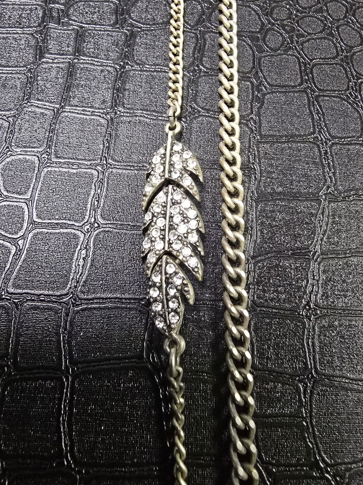 Double Chain Silver Tone Multi Leaf Bohemian Styl… - image 6