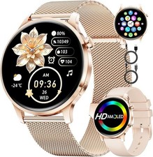 Smartwatch Damen mit Telefonfunktion Touchscreen Sportuhr für Android IOS Huawei