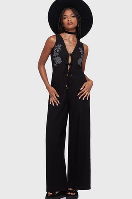Killstar Bloomia One Piece Outfit Womens V-Neck Goth Alternative