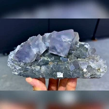 0.6kg Natural Purple Cubic Fluorite Mineral Specimen/China Healing Decor Gift