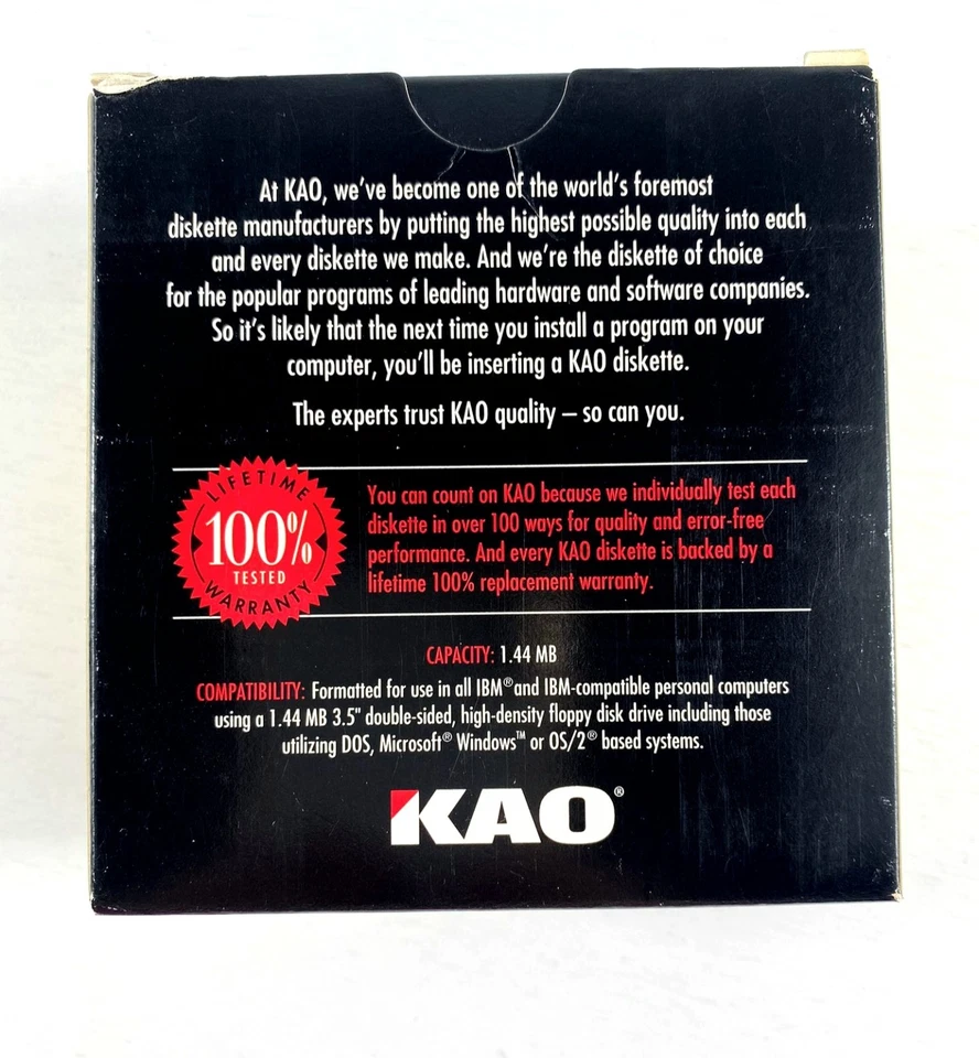 KAO 3.5" Micro Disquete DOBLE CARA Disquetes 10 Discos 1.44MB MF2HD SELLADO Foto 3 de 4