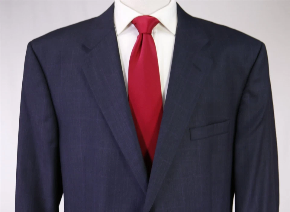 Шерстяной костюм Hickey Freeman серый сине-фиолетовый с окном 2-Btn 48L - Изображение 3 из 4