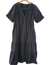 Madewell Black Lightspun tiered midi dress Plus size 16 Gauze Button front