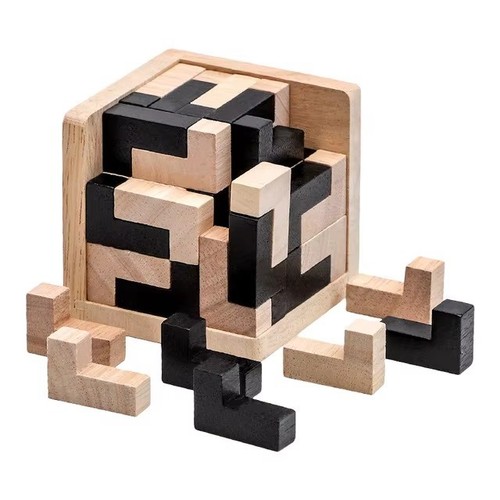 3D IQ Puzzle Intellectual Wooden Toy Brain Teaser Game For Kids Adults ...