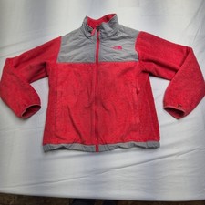 The North Face Fleece Jacket Girls Large 14/16 Pink Gray Full Zip Colorblock