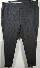 Terra  Sky Women's 2X High Rise Fitted Black Silver Leggings Plus Size NEW
