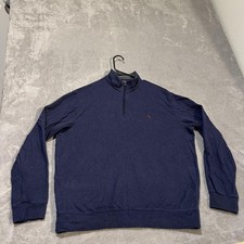Polo Ralph Lauren Sweater Mens Large Blue Quarter Zip Mock Neck Knit Pullover