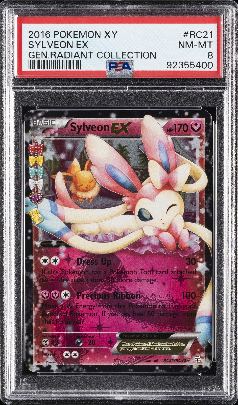 2016 POKEMON XY GENERATIONS RADIANT COLLECTION #RC21 SYLVEON EX PSA 8