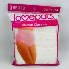 Vintage Lovepats Stretch Briefs 3 Pack Size 11-14 White Style 7410