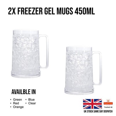 Bier Pint Becher Gefrierschrank Eiskühlung Weinbecher doppelwandig Gel Frosty Bierbecher 2x