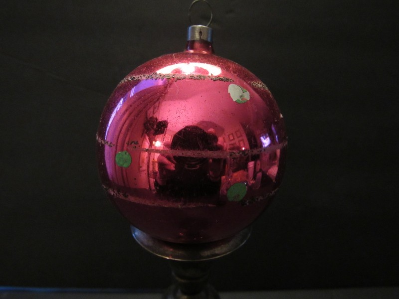 Vintage Hand Blown & Painted Mercury Glass Christmas Ornament Czechoslovakia