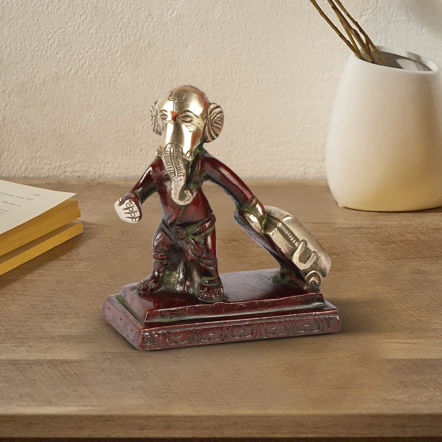 Estatua FigurinA de Bronce Lord Ganesha con Maleta