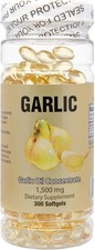 Odorless Garlic 1500mg Per Servings, 300 Softgels  2 Years Aged Garlic Extra...