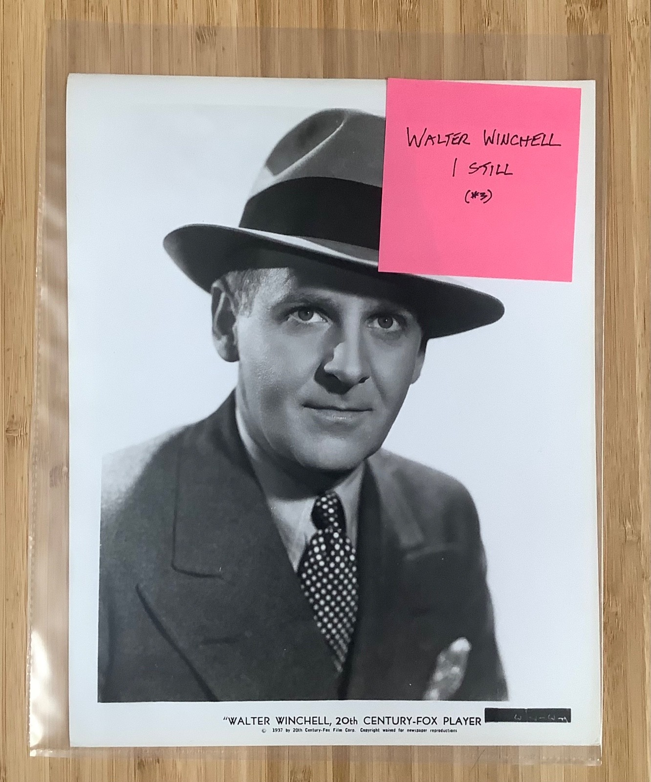 Walter Winchell Original 1937 Movie Still Portrait Photo, Very Good