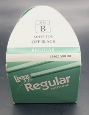 Leggs Regular Sheer Toe Off Black Pantyhose Size B Vintage 1992 Made in USA