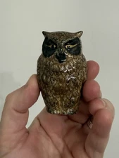 Vintage Owl Figurine MCM 2.5” Tall Stoneware? Detailed