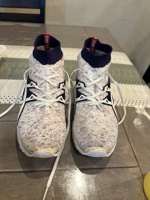ASICS Gel Kayano Trainer Knit White Navy Blue Red Shoes Sneakers Mens Size 10.5