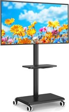 5Rcom TV Stand on Wheels for 27-55 Inch TV Black Mobile TV Cart Trolley TV Stand