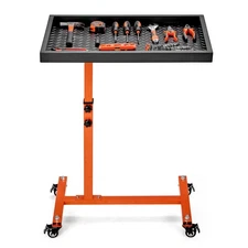 Adjustable Work Table with Wheels, Mechanic Rolling Tool Tray Table for Garag...