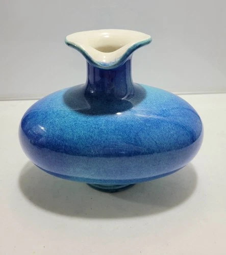 Vtg 60s Royal Haeger Potteries #4046 Oblong Jug Blue Indigo (Glazed 6.5" H X 8"W