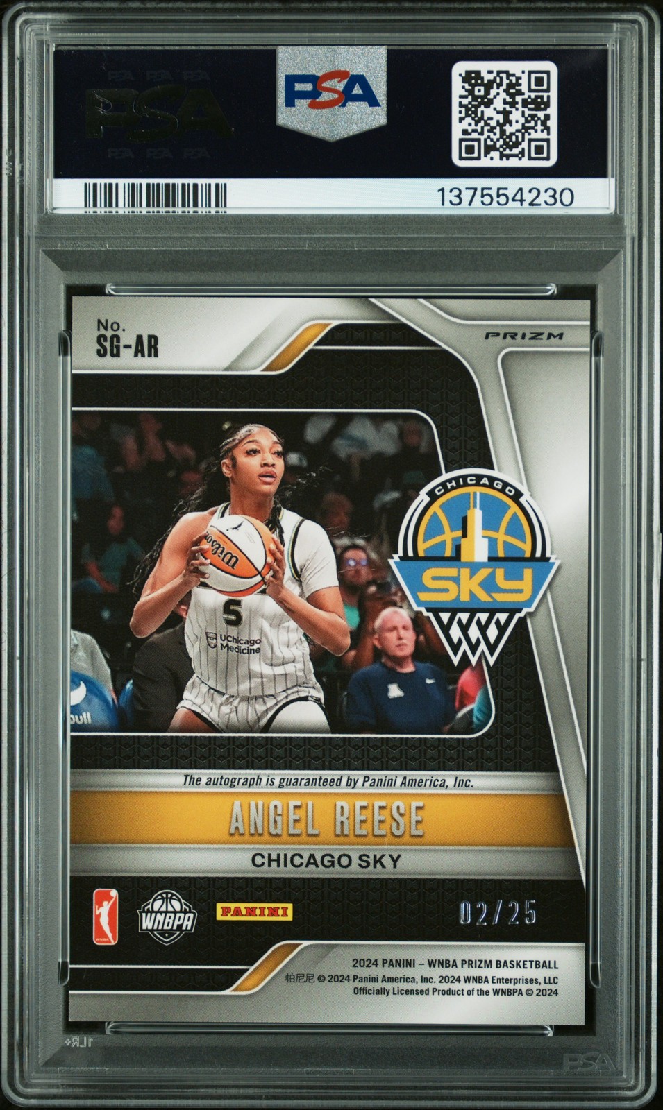 2024 PANINI PRIZM WNBA SIGNATURES MOJO PRIZM ANGEL REESE RC 2/25 PSA 8 AUTO 10 view 2
