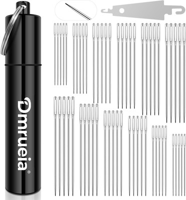 Dmrueia 60 Pcs Large Eye Embroidery Needles, 6 Sizes Hand Sewing silver 