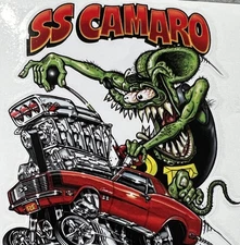 🔥Rat Fink 5” DieCut Clear Sticker Mouse Ed Big Daddy Roth Hot Rod Art SS Camaro