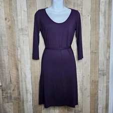 Viereck Pullover Long Sleeve Infiniti Tie Purple Midi Dress Size Small