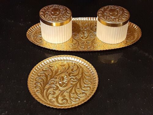 Vintage Gold Cameo 6 Piece Vanity Set - Picture 1 of 10